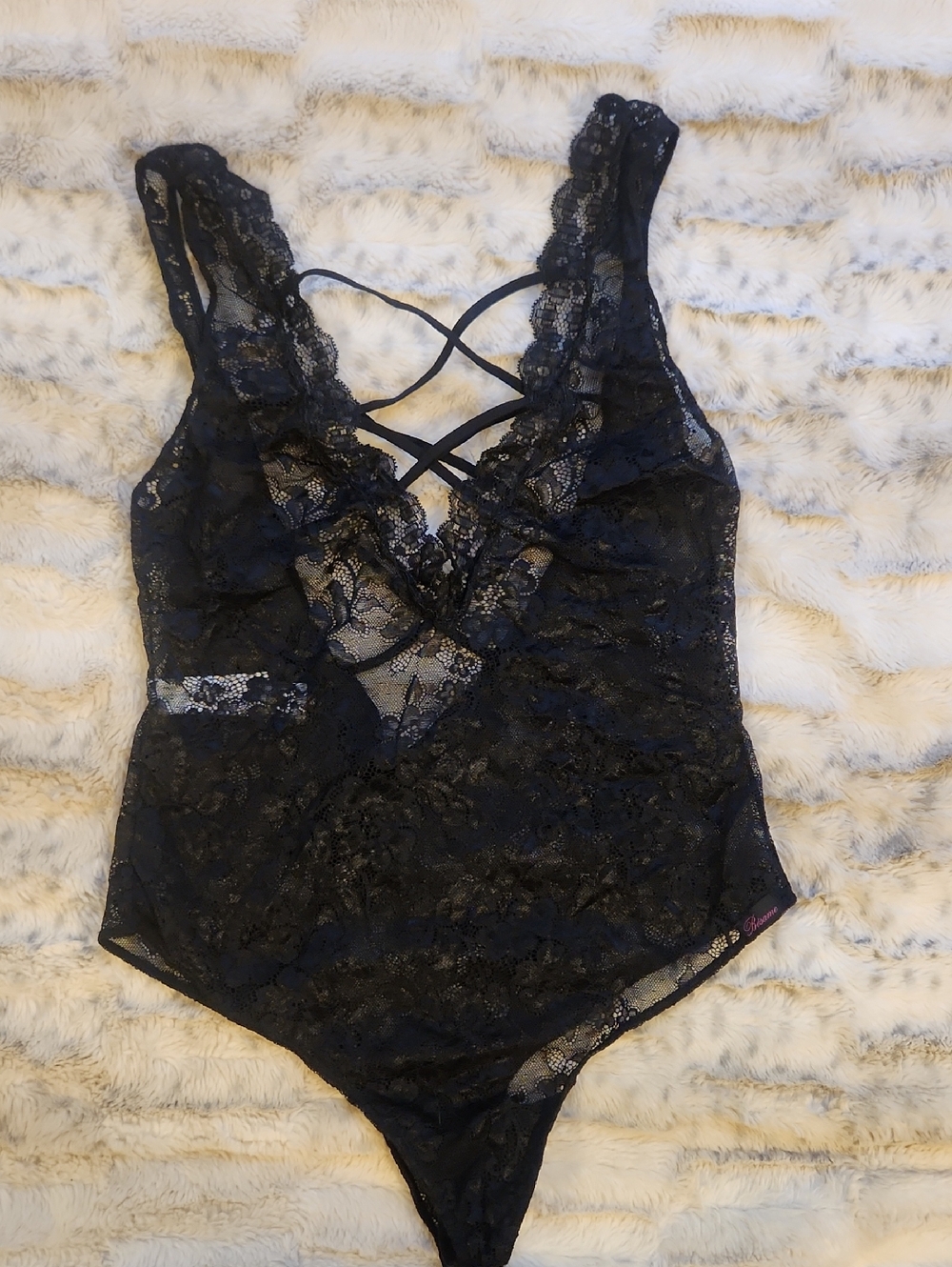 Black Lace Strappy Bodysuit